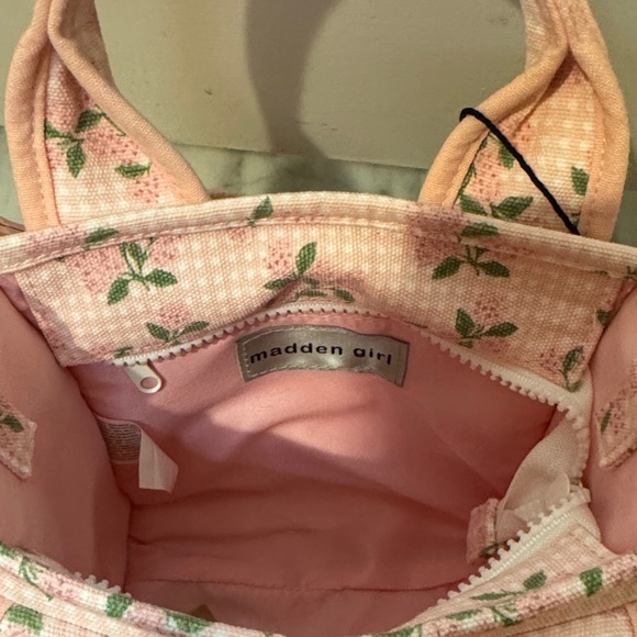 Madden Girl Pink Floral Mini Tote with Bear Charm - Picture 5 of 5